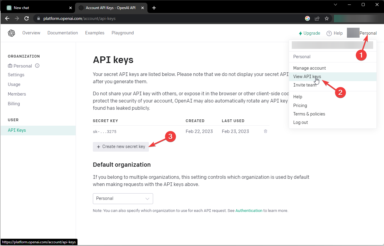 API keys