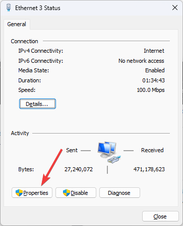 Properties Ethernet