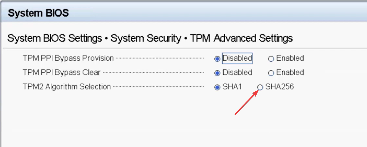 Dispositivo SHA256 -tpm 2.0 rilevato ma non è possibile stabilire una connessione.