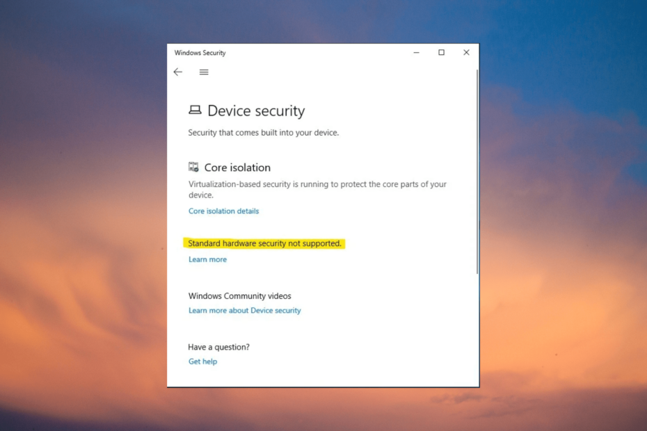 Standard Hardware Security Not Supported [Error Fix]