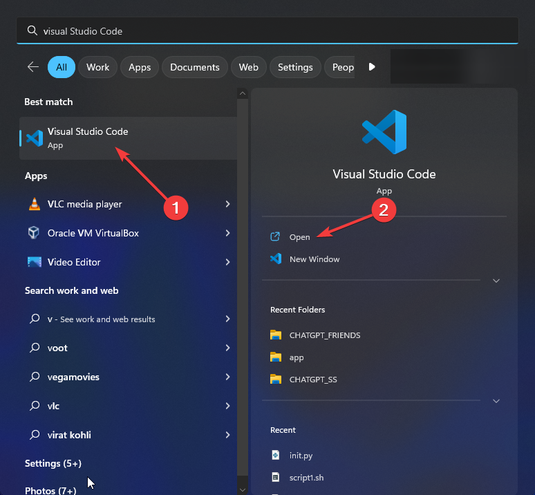 Visual Studio code open install chatgpt app locally