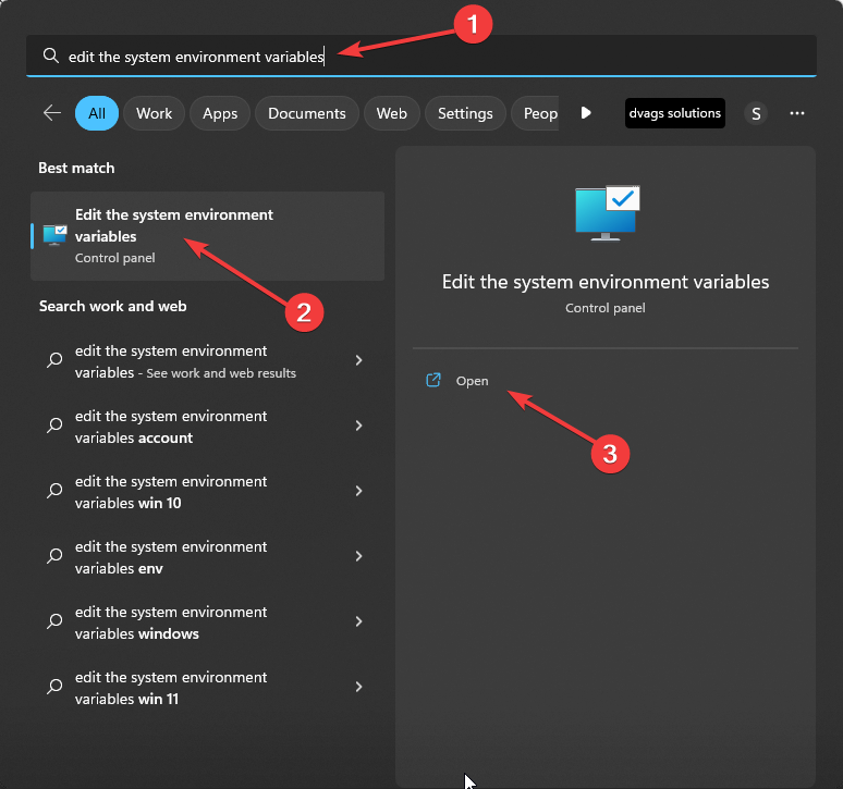 edit the system environment variables