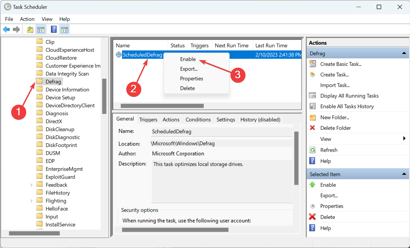 enable to fix disk defragmenter was scheduled using another program