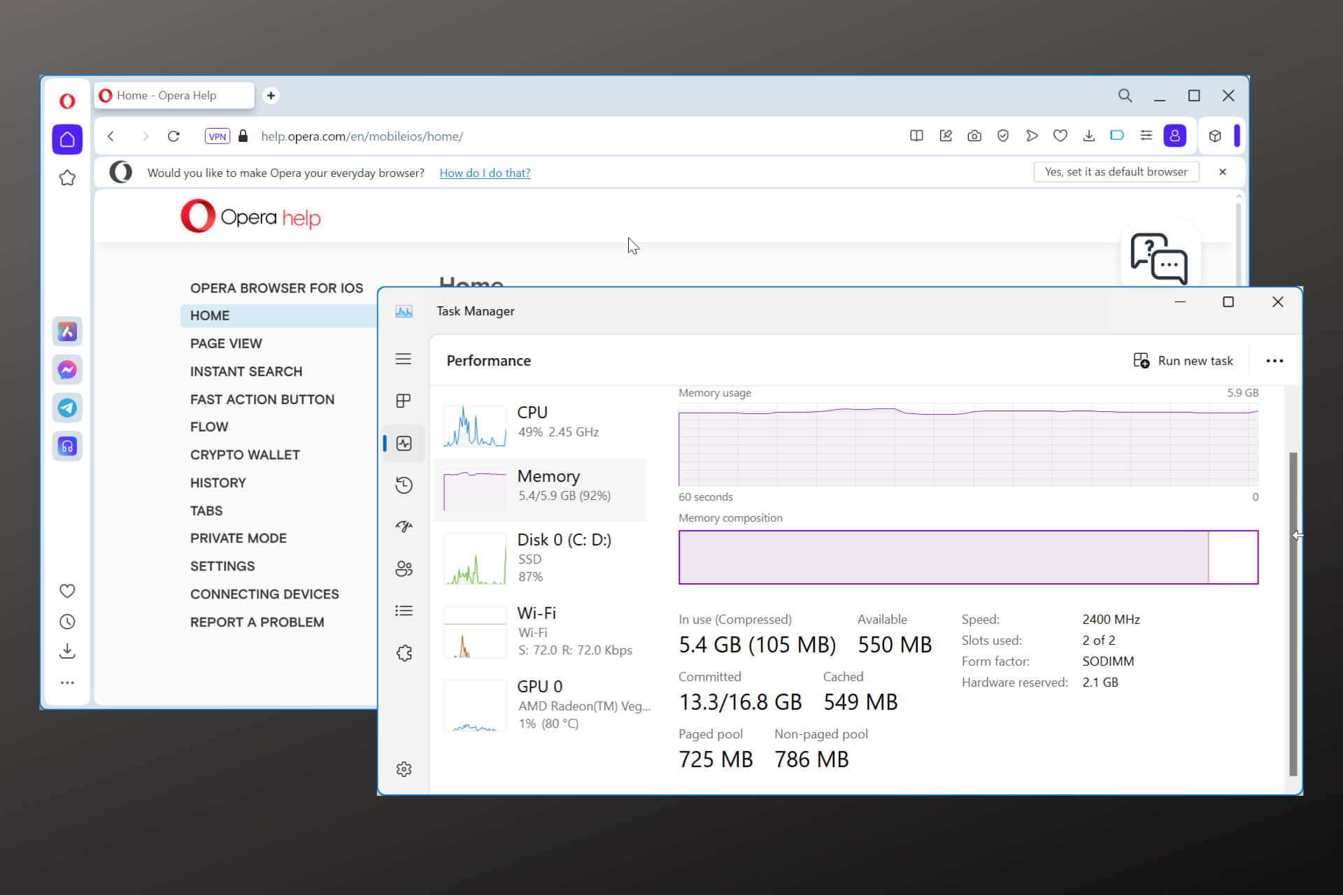 opera ram usage