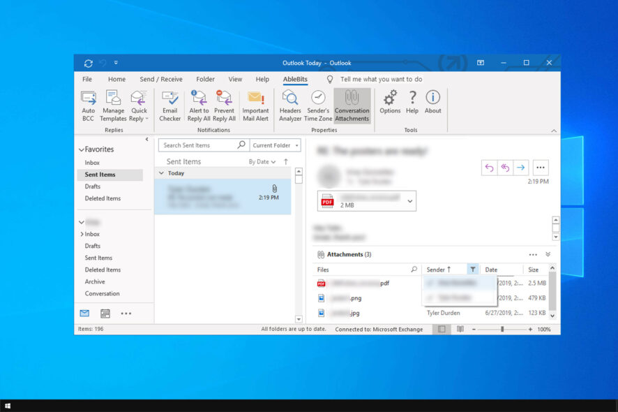 unable to select multiple attachments in outlook 2016