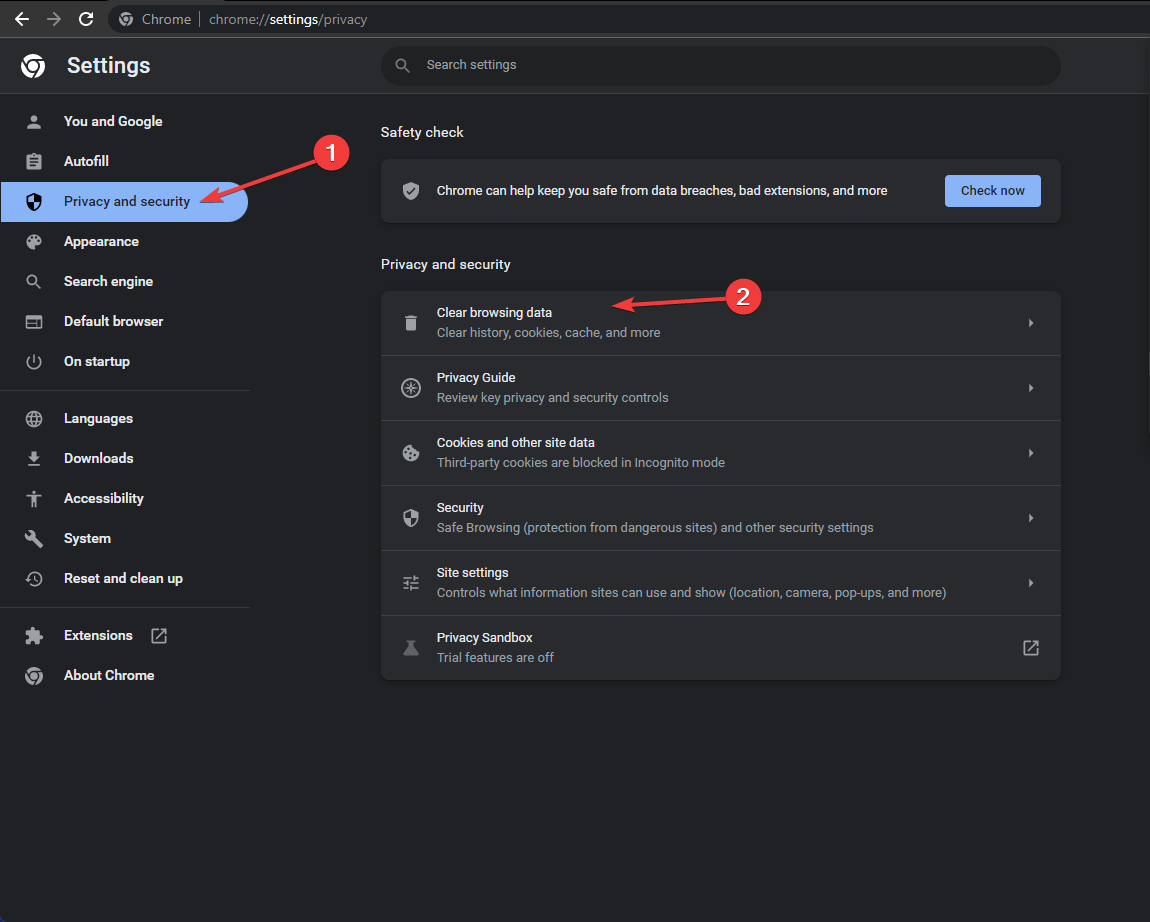Clear cache Chrome Can't access Microsoft Teams Admin Center