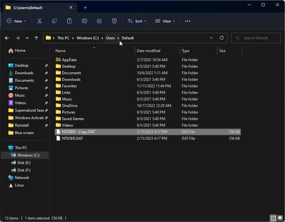 Default folder paste
