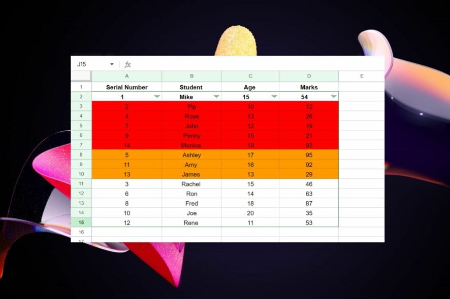 Sort Google Sheets by color