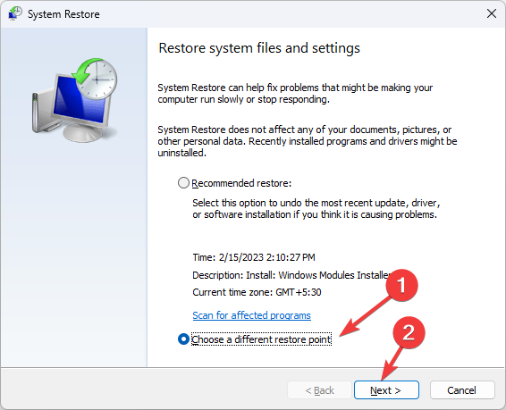 Next Choose a different restore point d3dx9_42.dll