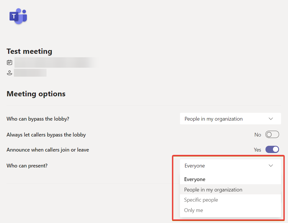 make someone a presenter in Microsoft Teams