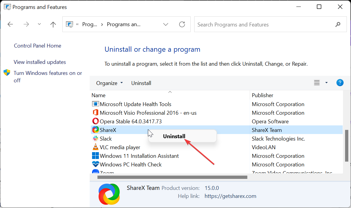 uninstall