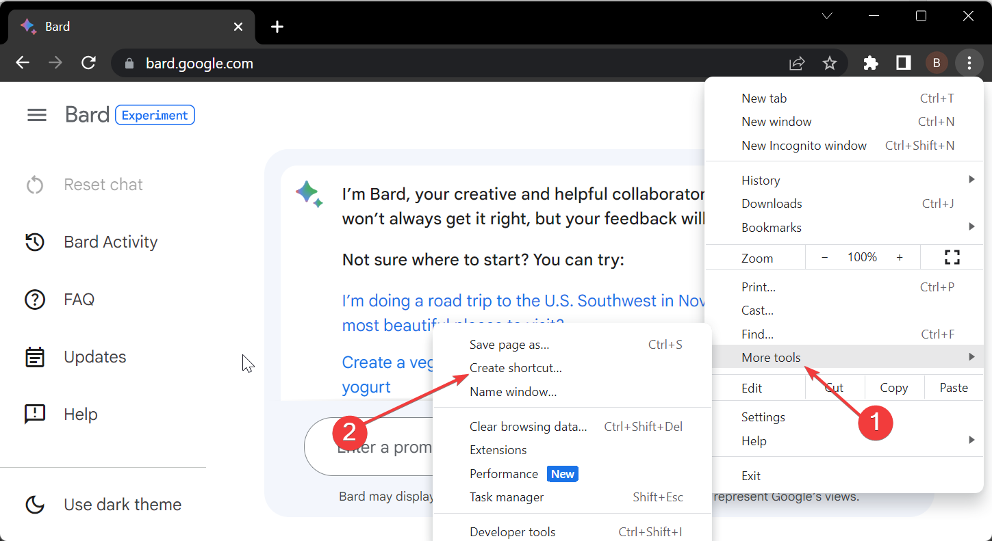 create shortcut
