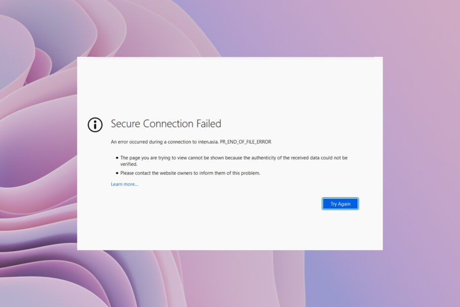 Pr File Win PR_END_OF_FILE_ERROR: How to Bypass Secure Connection