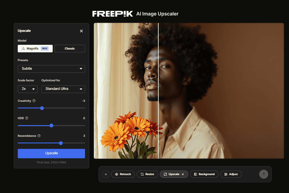 Freepik AI Image Upscaler