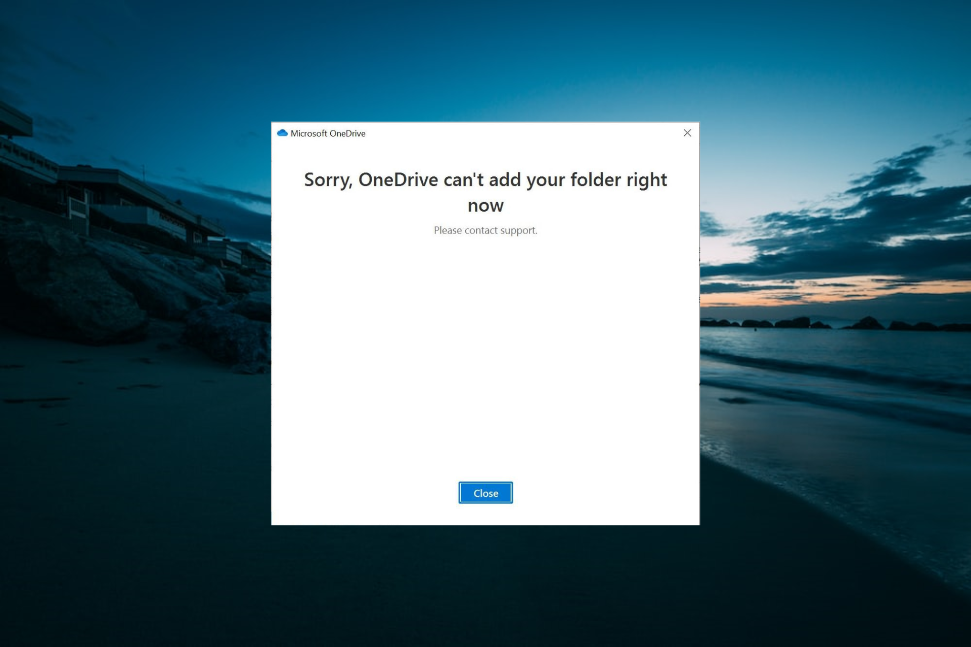 cant folder to onedrive right now