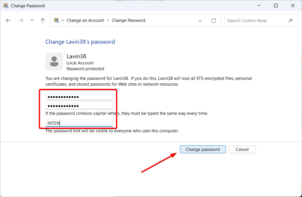 Change password