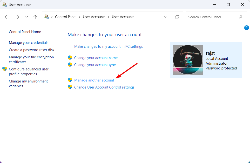 Manage another account