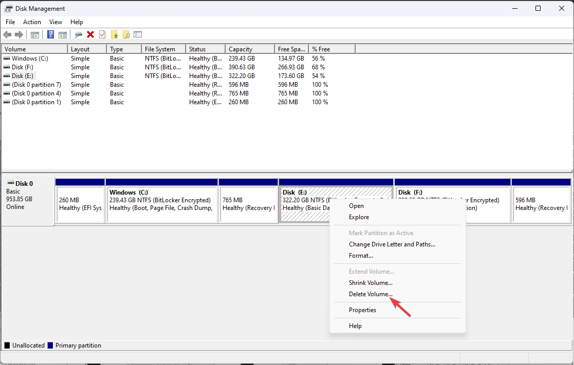Delete volume Merge Two SSD Drives