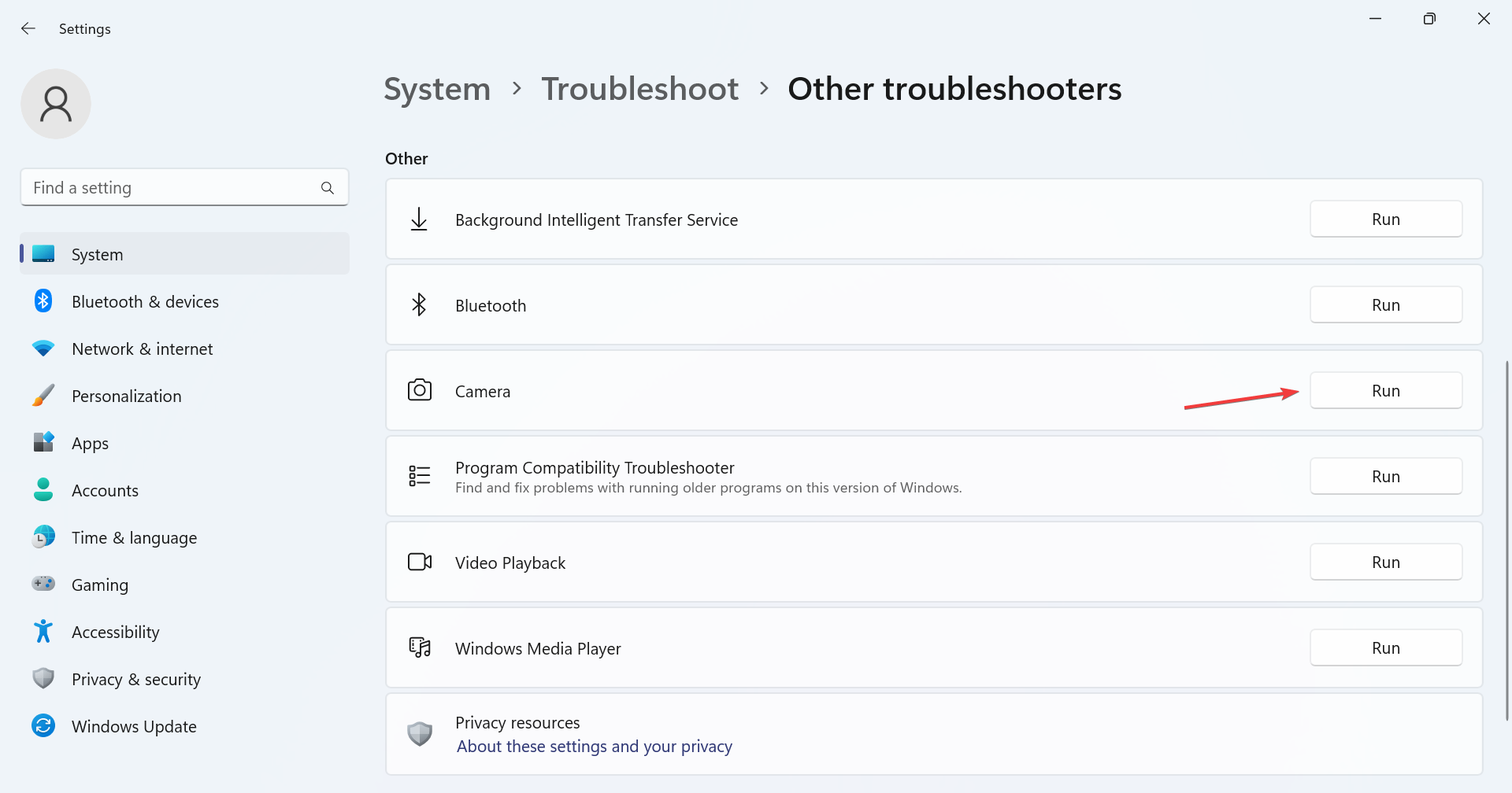 camera troubleshooter