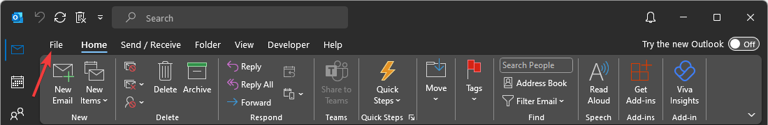 File menu option