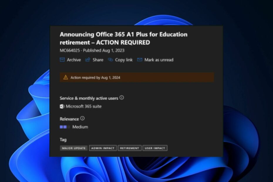 Microsoft will retire Office 365 A1 Plus for Education
