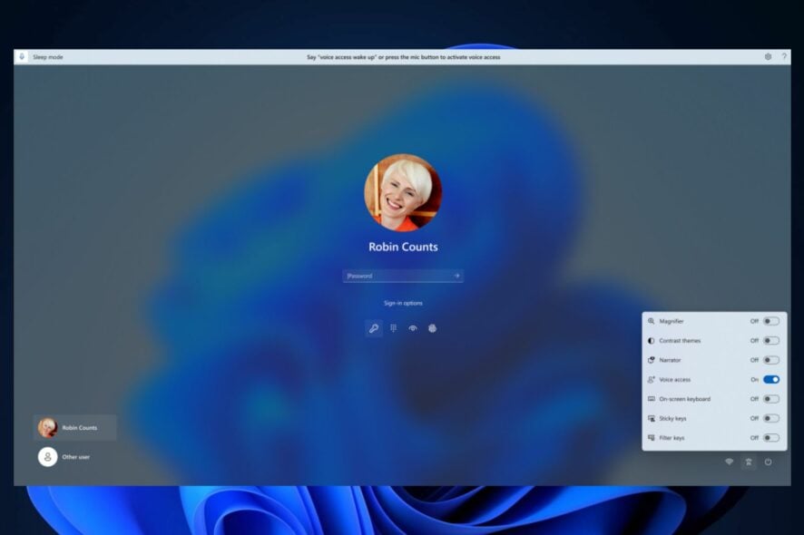 voice access windows 11 lock screen