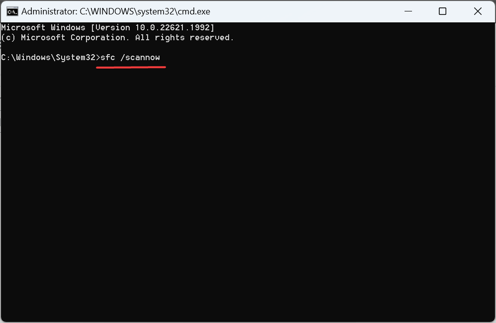 sfc scan to fix windows 11 camera freezing