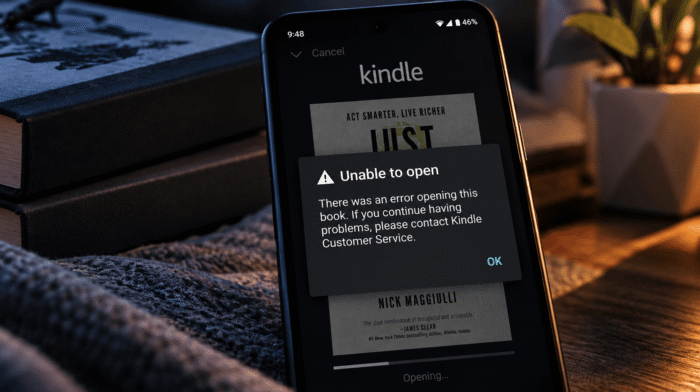Kindle book won't open fix