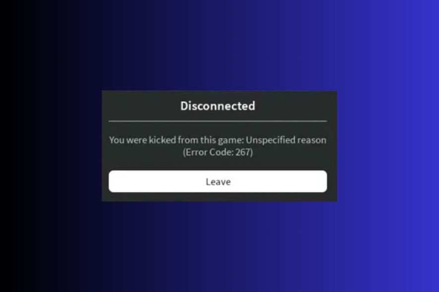 Roblox Error 267