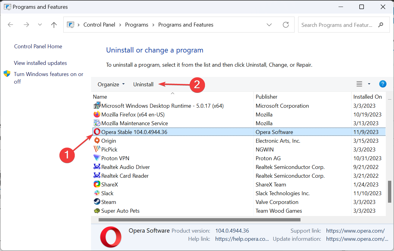 uninstall to fix this page has been blocked by opera