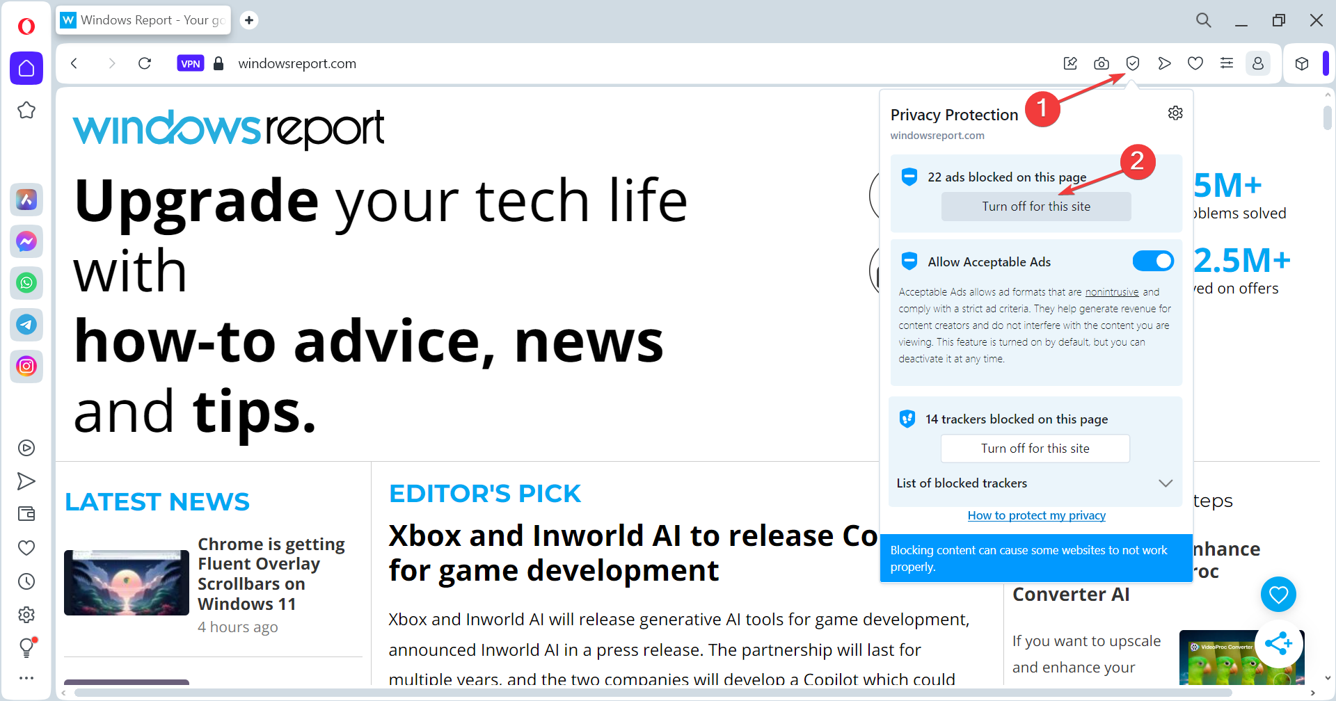 disable adblocker