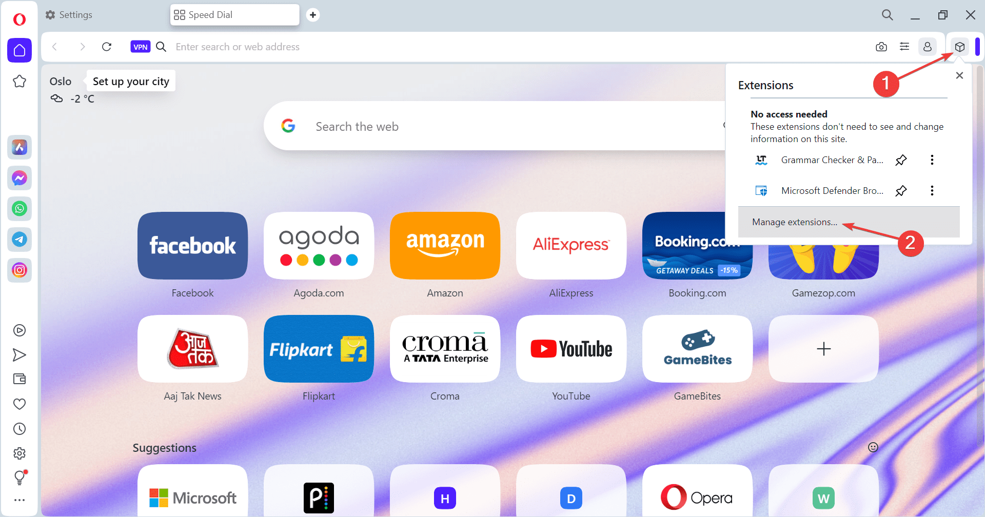 manage extensions