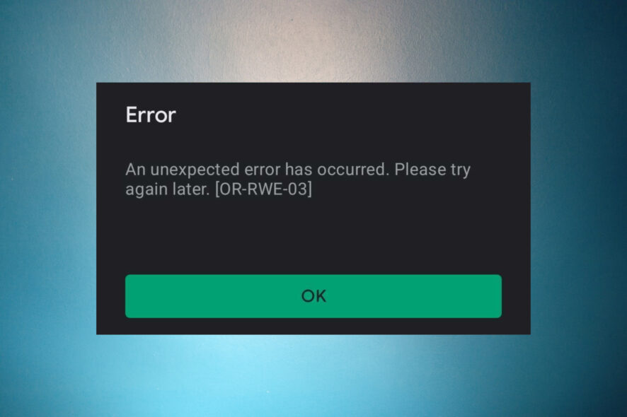 How to fix the OR-RWE-03 Google Play error