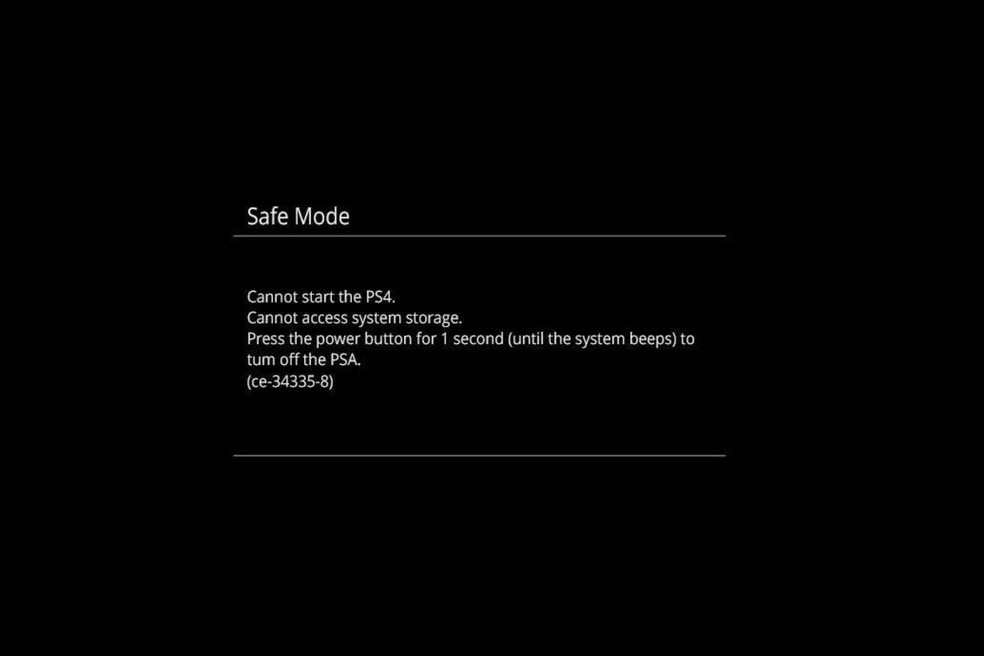 Solved: Cannot Start The PS4 (CE-34335-8) Error
