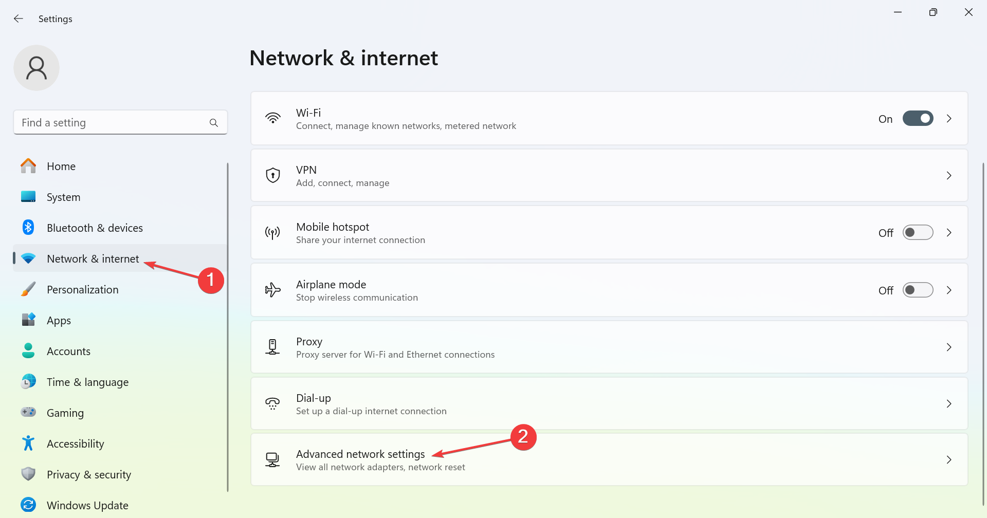 advanced network settings