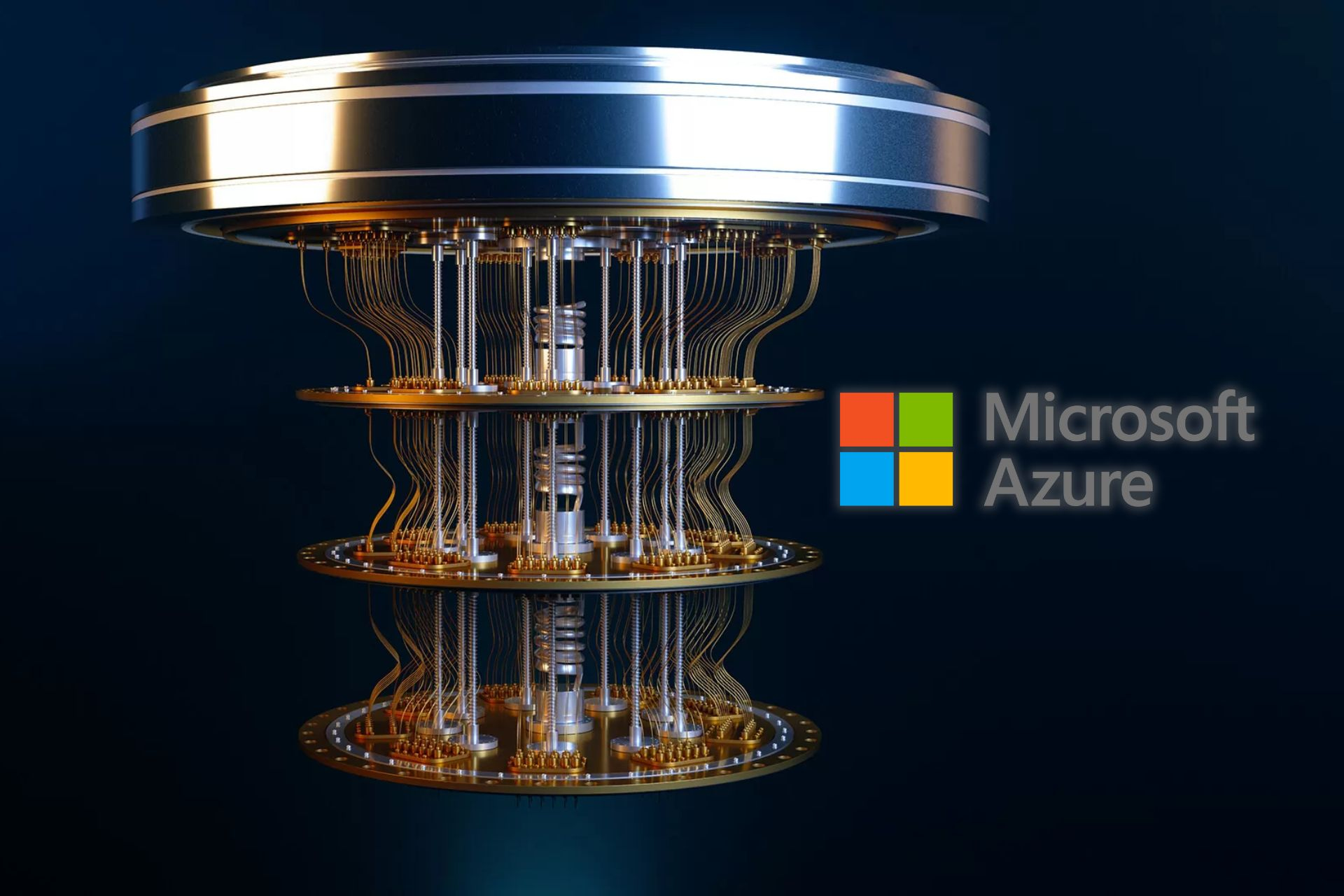 Microsoft Azure logo featured next to a quantum computer