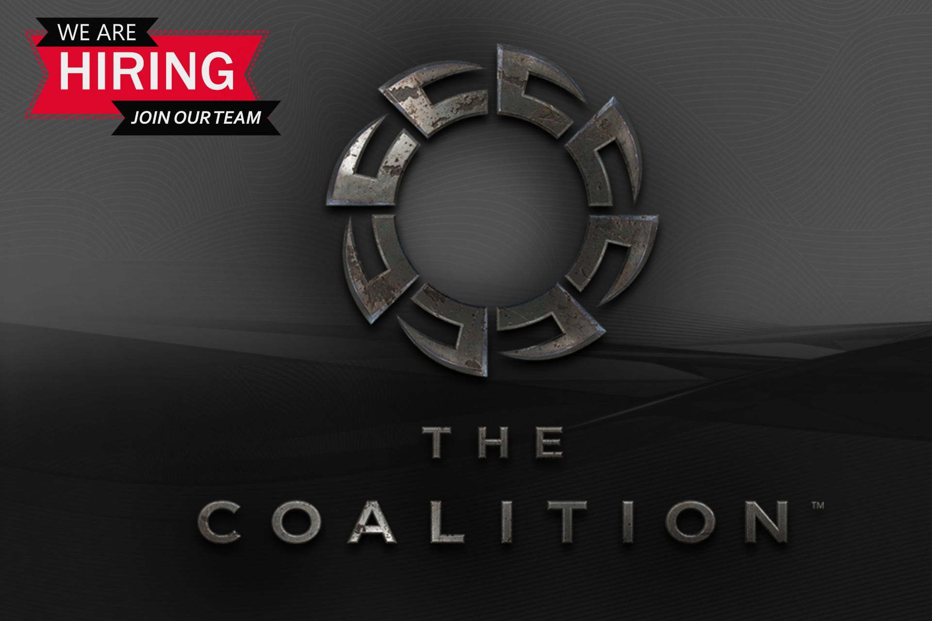 The Coalition Logo on a Gray Background with a Hiring Message