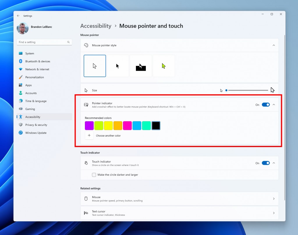 Windows 11 Pointer Indicator