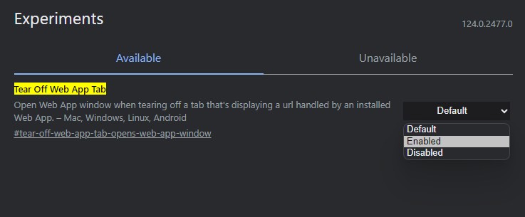 Tear Off Web App Tab