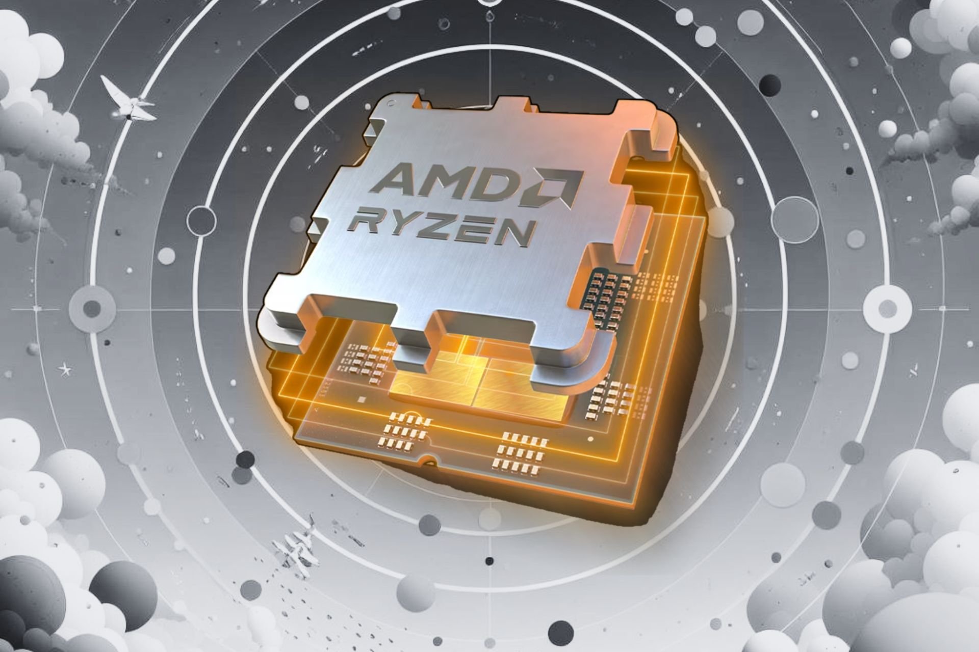 AMD Zen 5 featured on a gray background