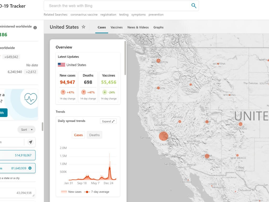 Microsoft explains how Bing maps helped with COVID-19 vaccines in the U.S.