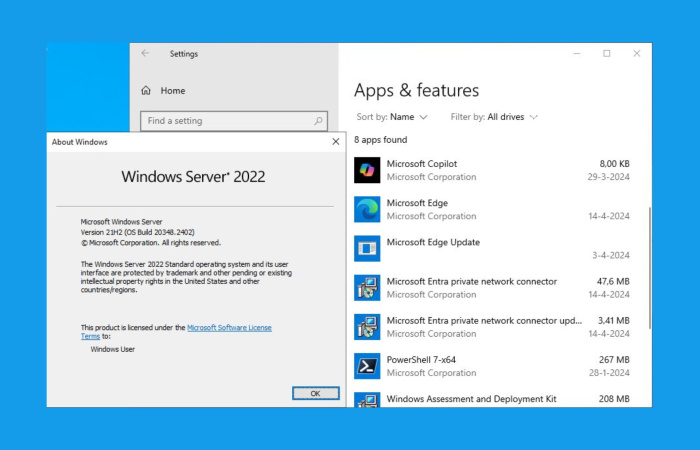 Copilot is installed automatically on Windows Server