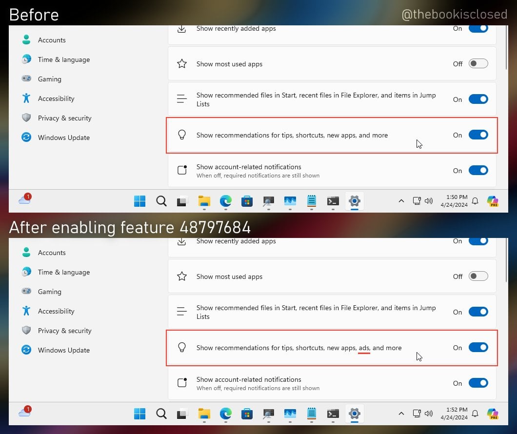 Windows 11 start ads