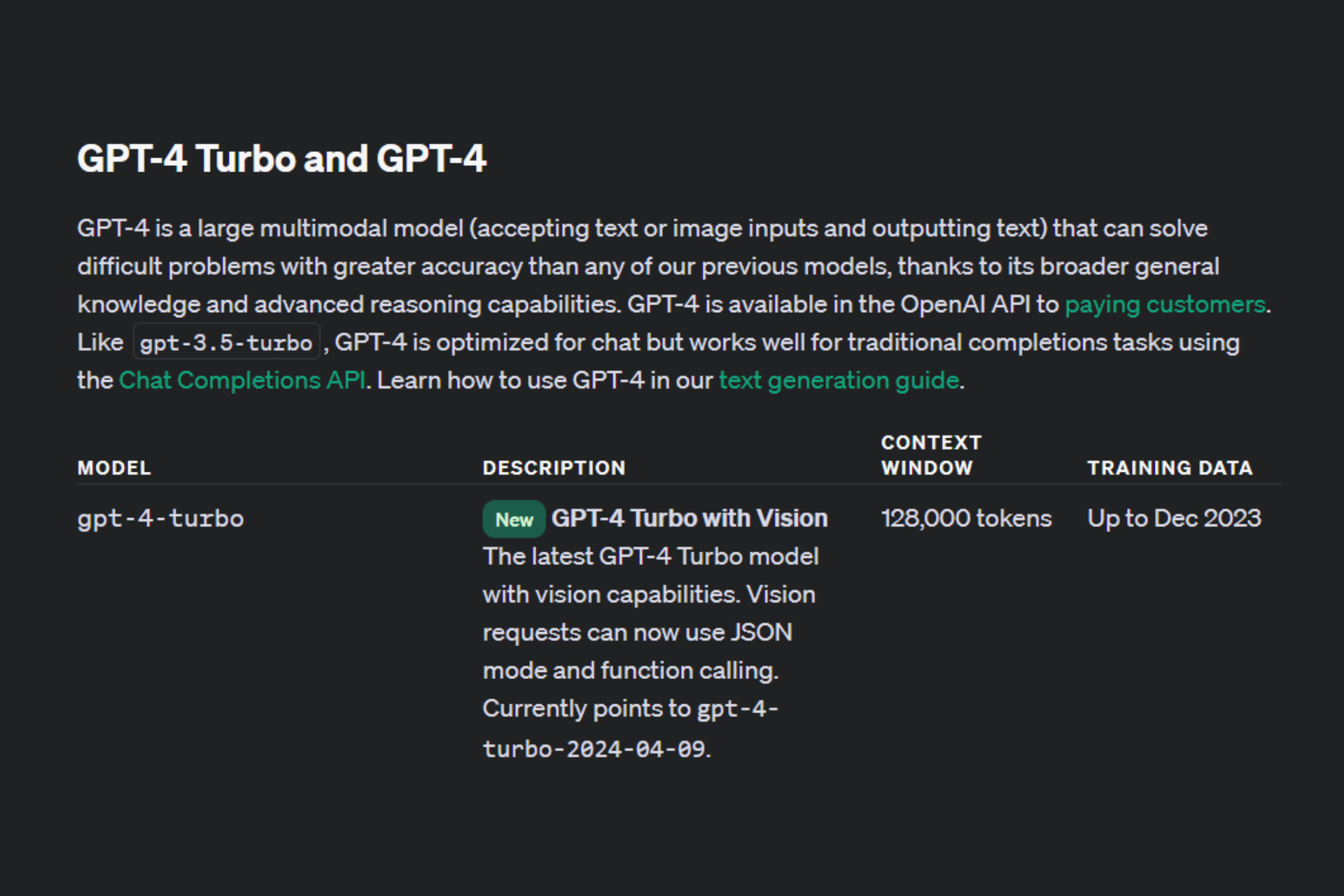 Open AI released GPT-4 Turbo with Vision in the API