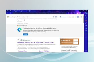 Microsoft Edge recommends against downloading another browser on Bing