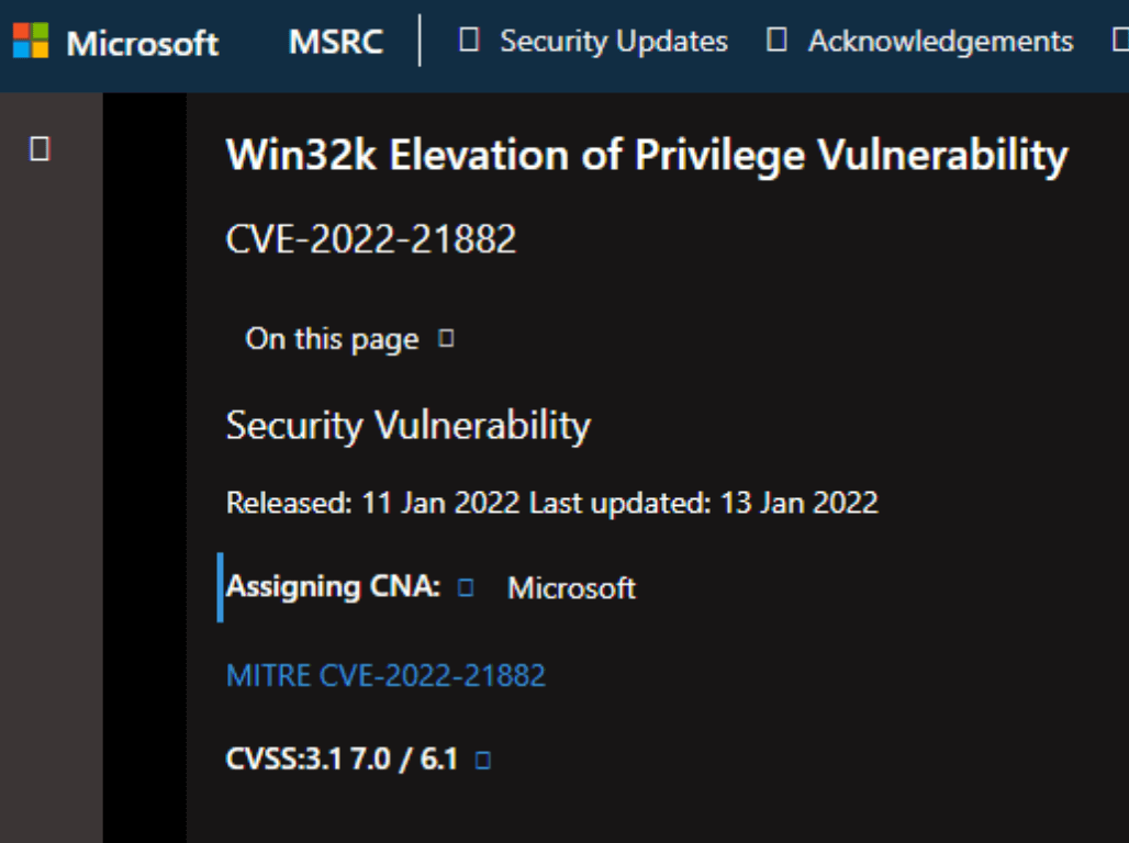 Windows’ January 2022 Patch Tuesday update patches an elevated access bug