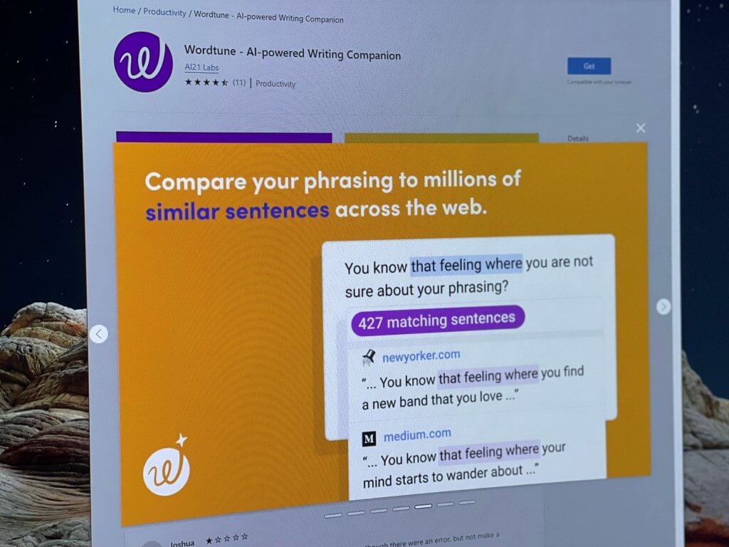 Microsoft’s Edge Add-ons website welcomes writing companion Wordtune