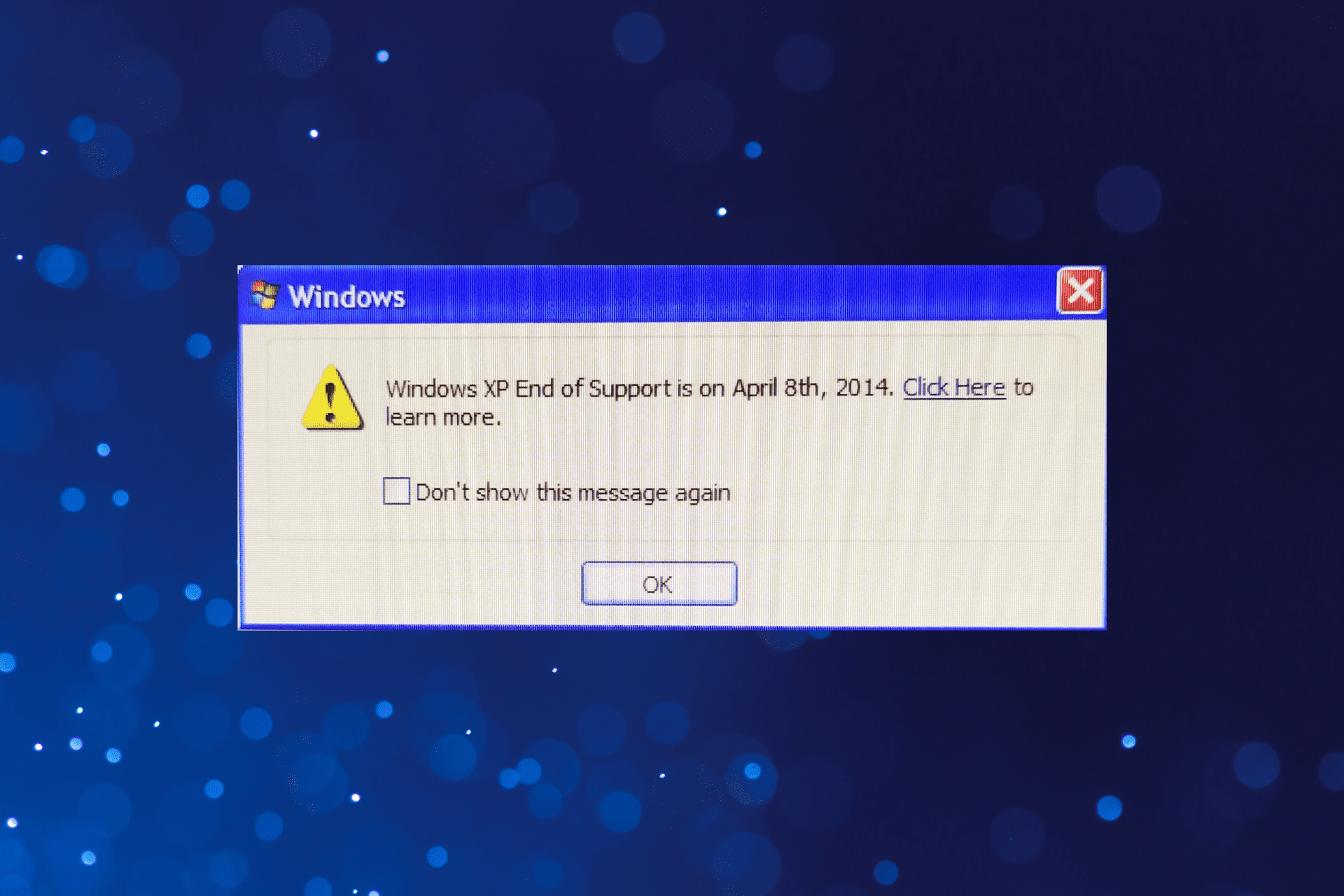 Windows XP End Of Support reminder