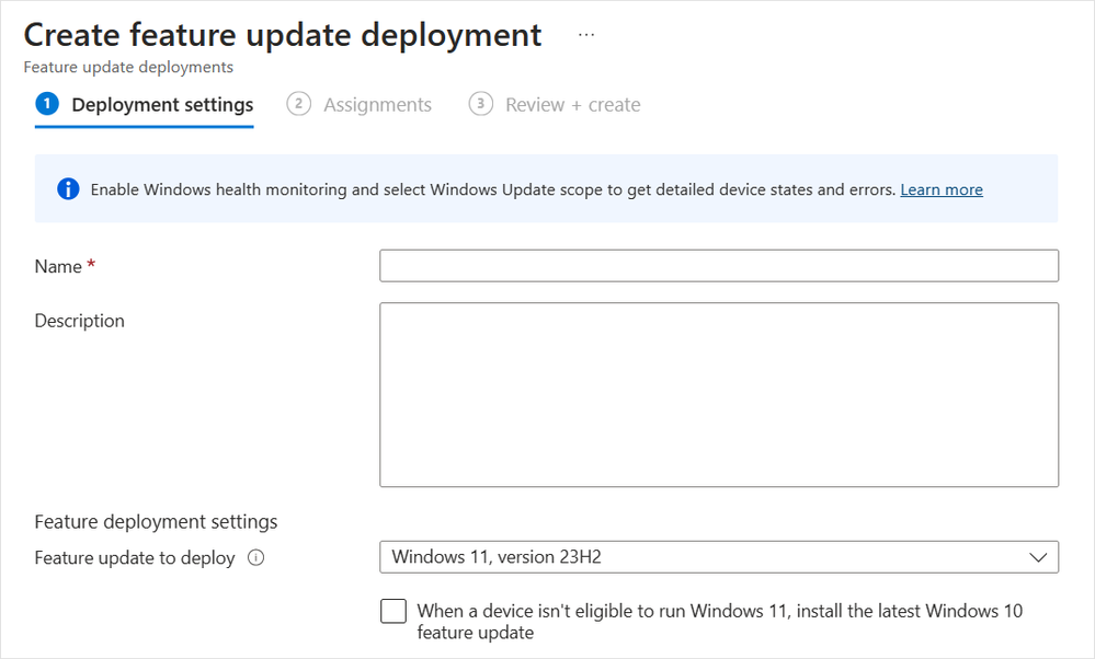 windows feature updates intune