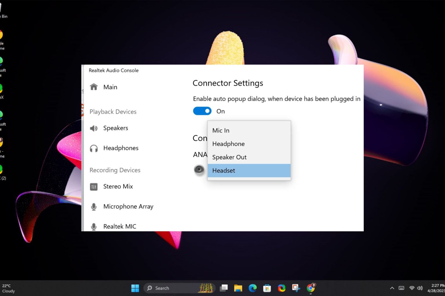 Fix realtek audio console not detecting bluetooth headphones
